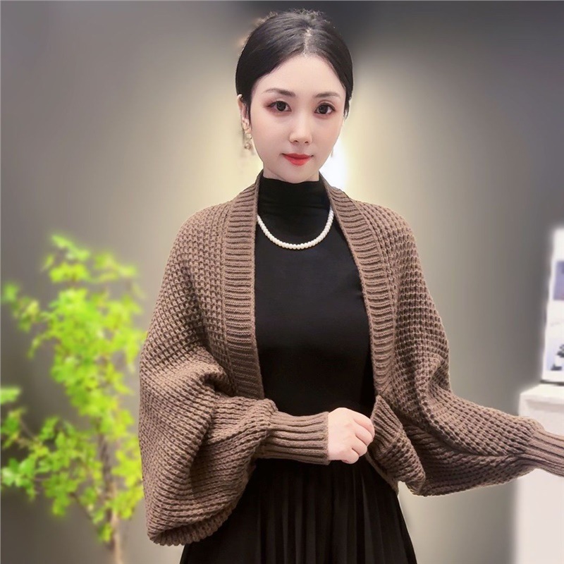 2025新款韩版纯色密织开衫长袖高端女士披肩外搭外套时尚洋气高档