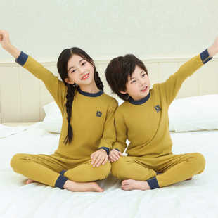 德绒磨毛发热保暖内衣套装儿童居家服加厚蚕丝A类男女童秋衣秋裤