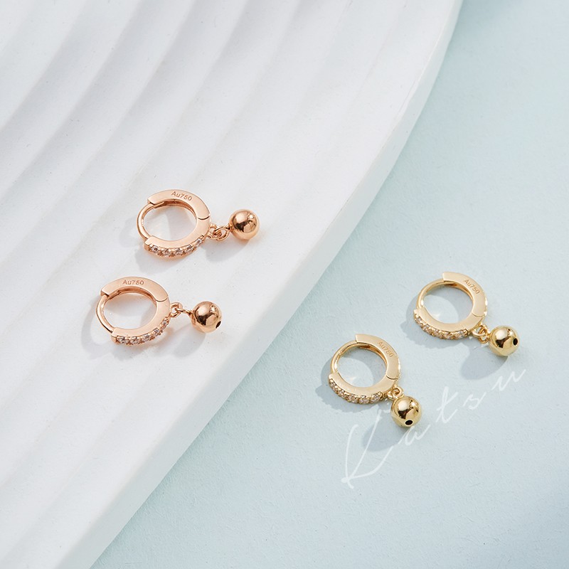 卡茨K金耳环光球耳骨黄金