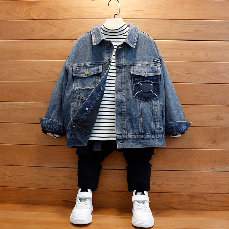 男童牛仔衣外套中大童秋冬加绒款