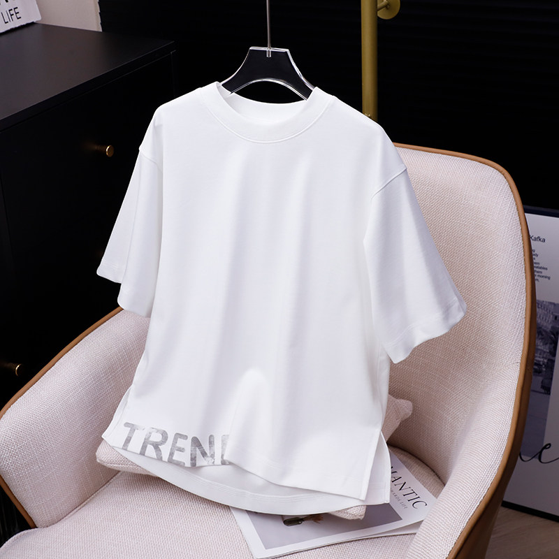 男童白色短袖T恤儿童前短后长上衣中大童夏季薄款半袖潮童字母t