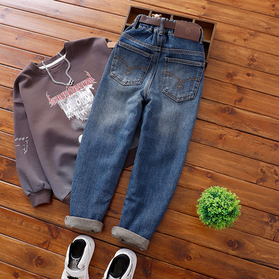 男童瘦版牛仔裤中大童秋冬长裤