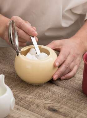 日本进口zerojapan美浓烧无铅陶瓷盐糖调料盒瓶罐子带勺厨房家用