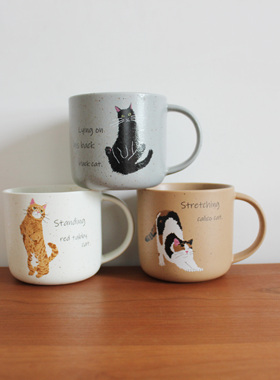 日本进口花橘猫黑猫咪陶瓷马克杯可爱手柄咖啡茶水杯子sugarland