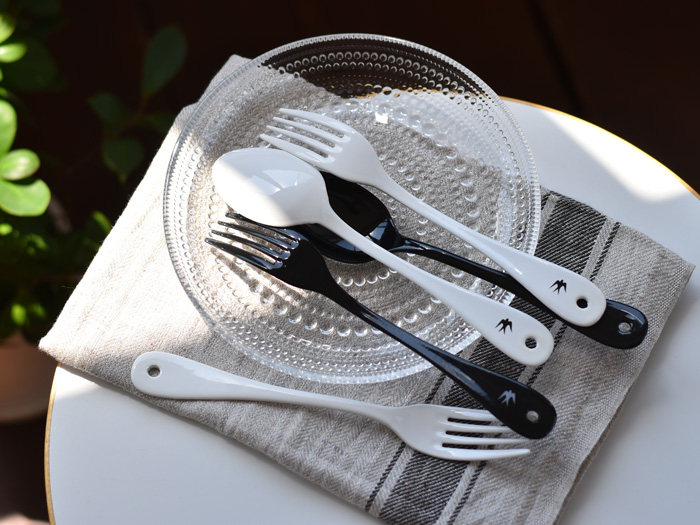 日本燕印gsp珐琅餐勺糕点叉子