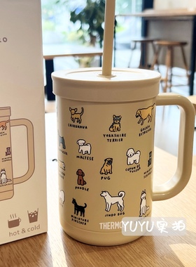 韩国膳魔师 zeroperzero联名吸管马克杯狗狗杯手提不锈钢保温杯