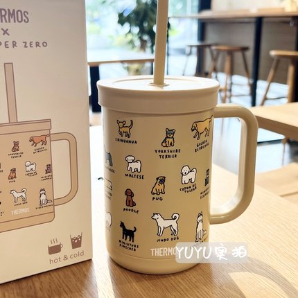 韩国膳魔师 zeroperzero联名吸管马克杯狗狗杯手提不锈钢保温杯