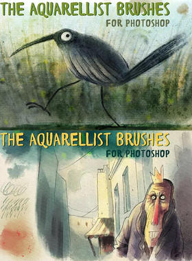 100+款国外顶级水墨水彩绘画笔刷自带晕染变化效果