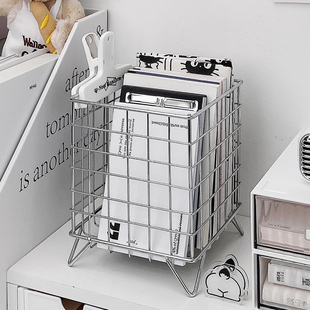 铁艺网格收纳筐北欧便签杂物收纳桌面铁篮子不锈钢铁架子置物架小