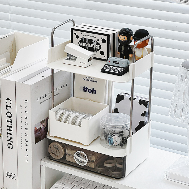 桌面多层收纳置物架办公室杂物工位抽屉收纳盒学生文具多功能架子