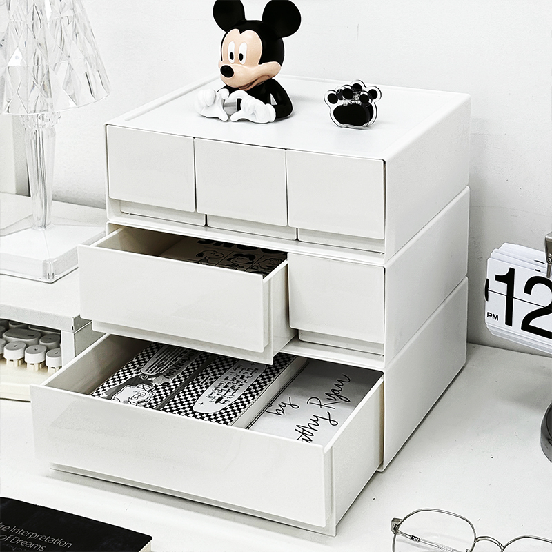 收纳盒抽屉式学生宿舍桌上放笔文具可叠放整理盒办公室杂物整理盒