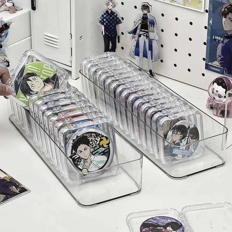 吧唧收纳盒透明亚克力原神谷子周边徽章单个防尘密封保护套展示盒