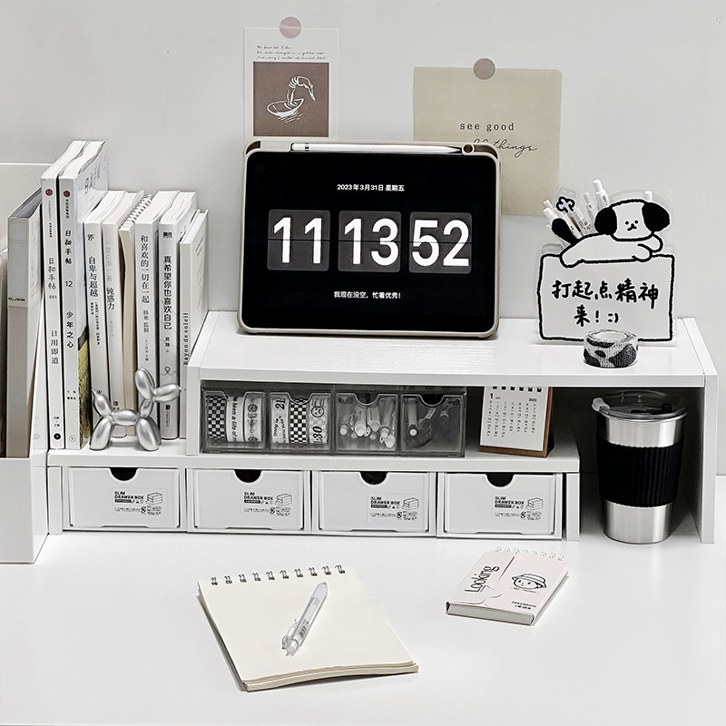 电脑显示器桌面增高架办公桌上置物架多层多功能宿舍一体式收纳架