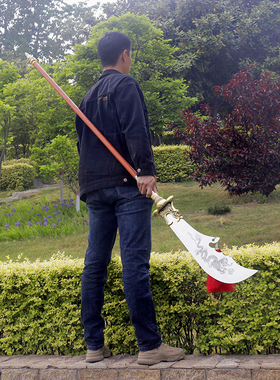 关公青龙偃月红缨枪方天画戟太极春秋大刀木杆晨练武术大刀未开刃