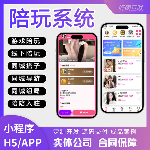 陪玩系统小程序APP 线上线下游戏陪玩约玩陪陪师交友聊天开发定制