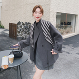 2C077-3056新款主推款配围脖单面呢大衣外套P195K288，女装毛呢外套，2C077