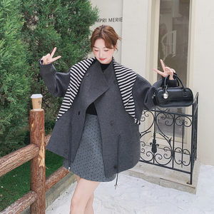 2C077-3056 新款 主推款 配围脖 单面呢大衣外套 P195 K288,毛呢外套,2C077