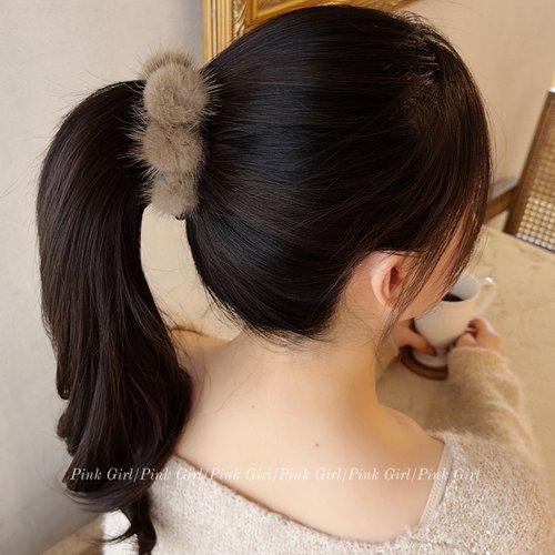 秋冬时尚水貂毛球香蕉夹气质百搭竖夹优雅精致