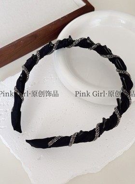 发饰缠绕F130头饰头箍Girl百搭优雅香风Pink气质小发箍新款复古