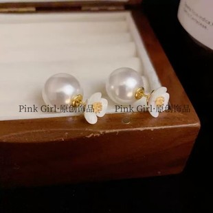 两戴花朵耳饰铜合金精致轻奢耳钉百搭Pink时尚 Girl气质S632