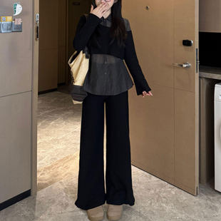 时尚拼接撞色上衣半身裙休闲裤子2026早春新款显瘦百搭两件套装潮