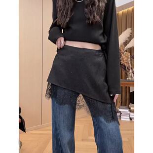 洋气拼接蕾丝百搭短裙潮 新款 时尚 休闲百搭显瘦烫钻屁帘女2026春季