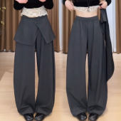 新款 休闲直筒显瘦遮肉裤 百搭可拆卸屁帘西装 时尚 子潮 裤 2026春夏季