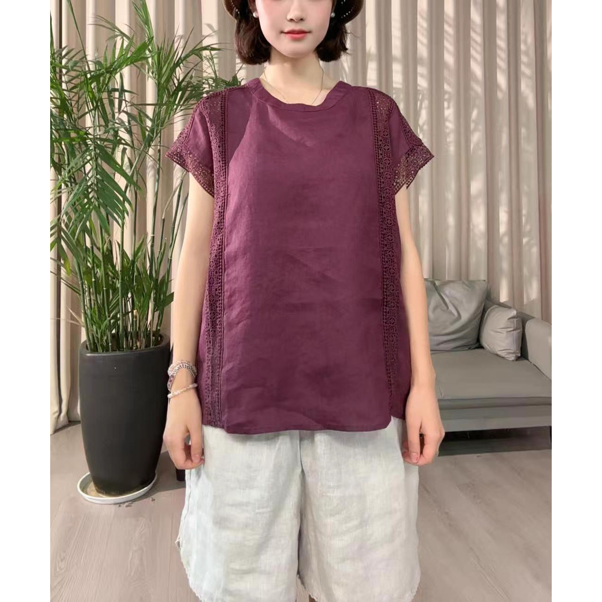 夏季新款休闲百搭设计感纯色上衣