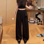 宽松显瘦高腰阔腿休闲裤 2026春夏新款 子 裤 洋气设计感百搭屁帘西装