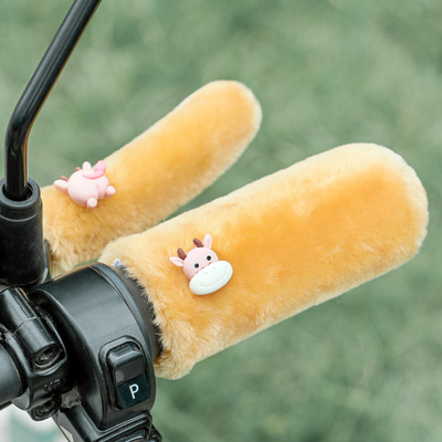 电动车骑行冬季保暖毛绒手把套