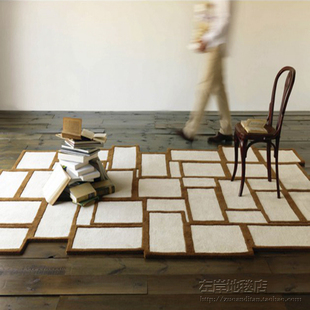 ins极简北欧造型轻奢客厅茶几卧室床边书房衣帽间手工地毯定制