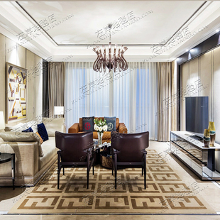 简约欧美式轻奢黑白地毯客厅茶几卧室床边别墅衣帽间玄关加厚定制