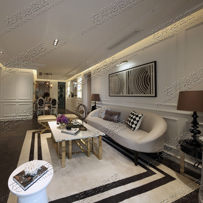 现代黑白欧式美式轻奢地毯客厅茶几沙发卧室床边书房手工腈纶地毯