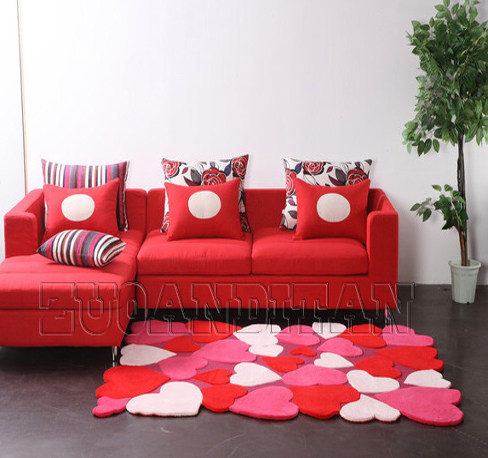 女孩房粉色桃心地毯客厅茶几沙发卧室床边书房衣帽间手工腈纶地毯,居家布艺,地毯,淘宝优惠券,粉丝福利购,淘宝优惠卷