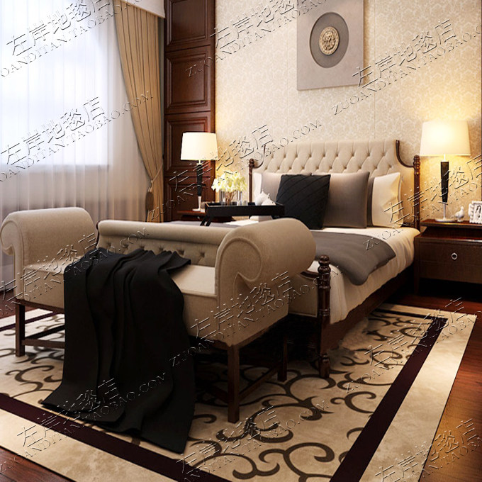 现代欧式中式美式样板间地毯客厅茶几沙发卧室床边手工腈纶地毯