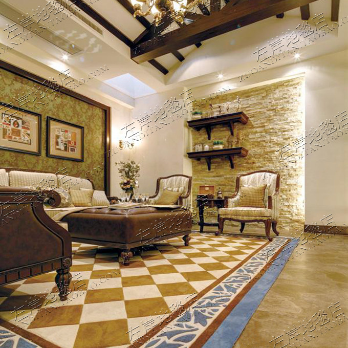 欧式中式美式样板房客厅茶几沙发卧室床边书房衣帽间手工腈纶地毯