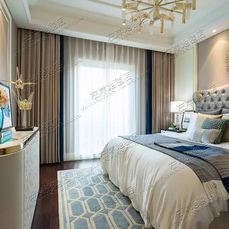 现代蓝色欧式美式客厅茶几沙发卧室床边书房衣帽间手工腈纶地毯