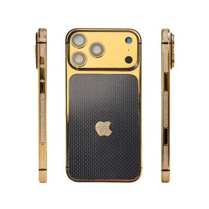 适用于苹果17Pro黄金版镶钻/镀金中框iPhone17Promax高端定制后盖