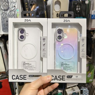 ZGA晶灿适用苹果iPhone17 带磁吸环手机保护套全包边硅胶高清透明硬壳防摔金属镜头超薄闪粉奢华镶钻石炫彩