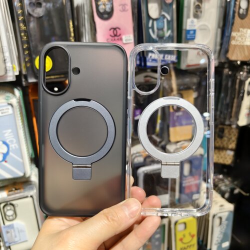IDEAR适用苹果iPhone 16高清磨砂半透明手机保护套全包硅胶软边塑料硬壳防摔超薄简约带磁吸环金属指环支架