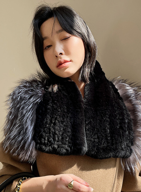 冬季双面欧美女性红狐围脖