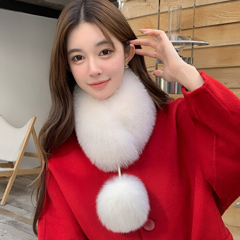 秋冬球球韩版女双面围脖