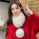 可爱小雪球狐狸毛皮草围巾反面獭兔毛双面毛真毛围巾脖套甜美气质