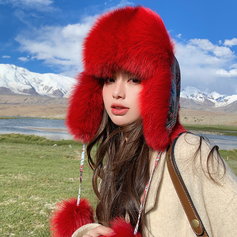 雷锋帽民族风女士皮草帽子
