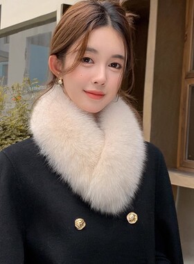 简约磁吸扣狐狸毛v型显瘦围巾
