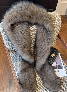 仿紫貂色狐狸毛编织轻柔软真毛围巾帽子一体冬季户外保暖风雪帽