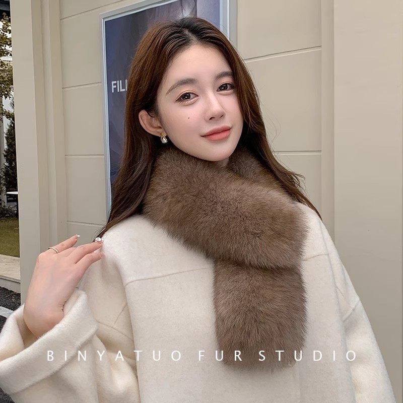 秋冬双面毛狐狸毛围巾