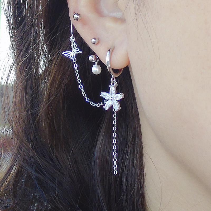 原创设计高级感S925银花蝶螺丝耳