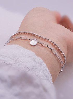 高级感纯银双层手链s9