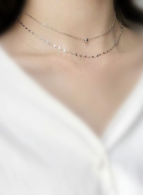 纯银双层小圆珠亮片项链